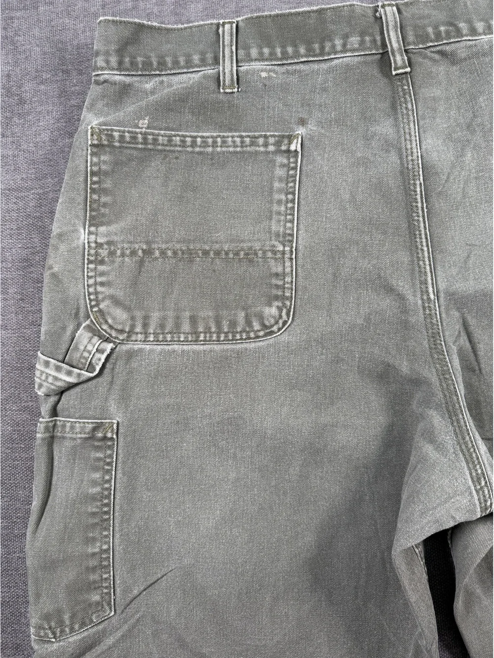 Vintage Carhartt B11 Faded Moss Green Carpenter Work Jeans, Size 38x32